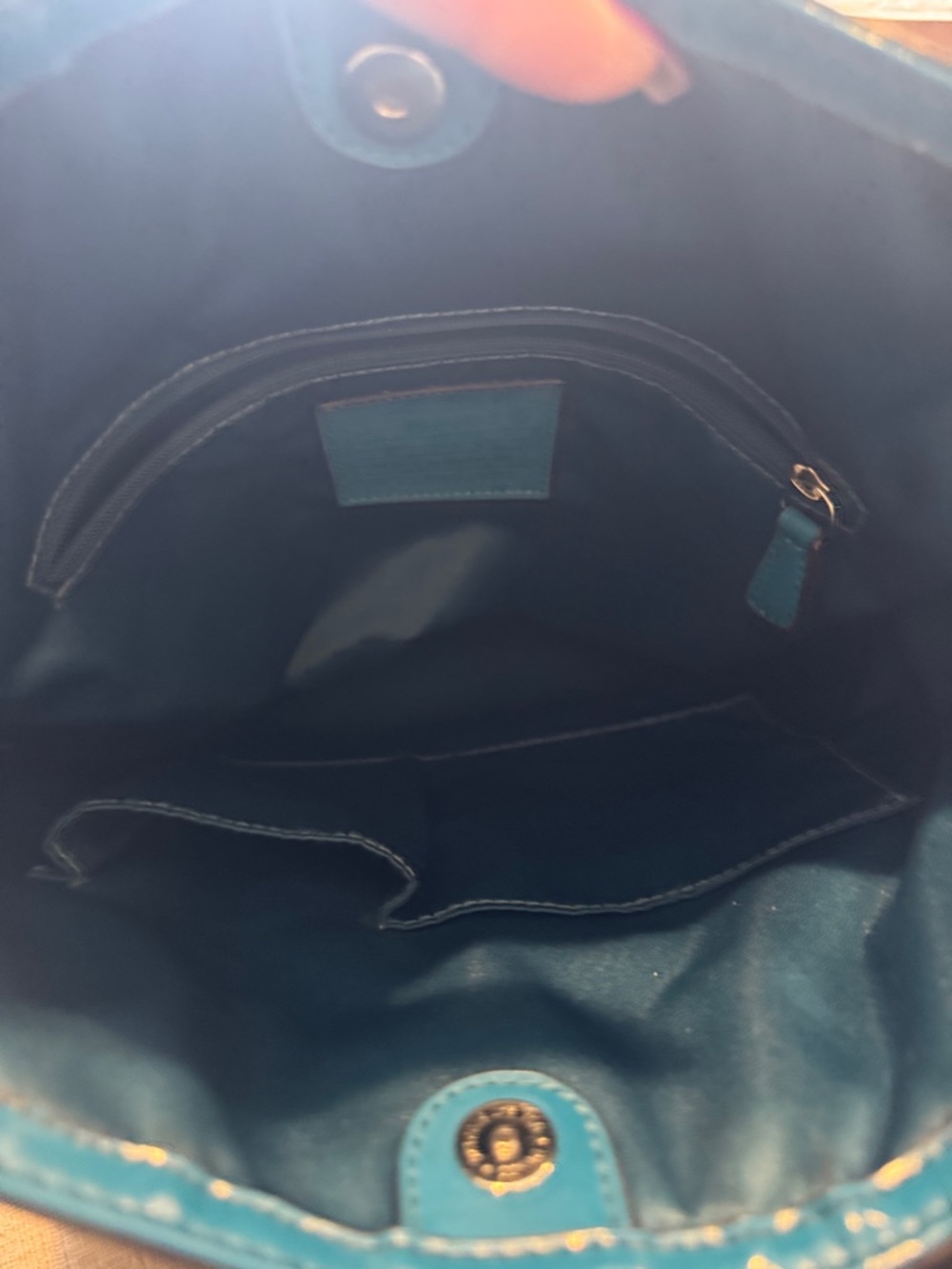 Coach Quilted Patent Leather Shoulder Tote in Teal Blue - Picture 4 of 4